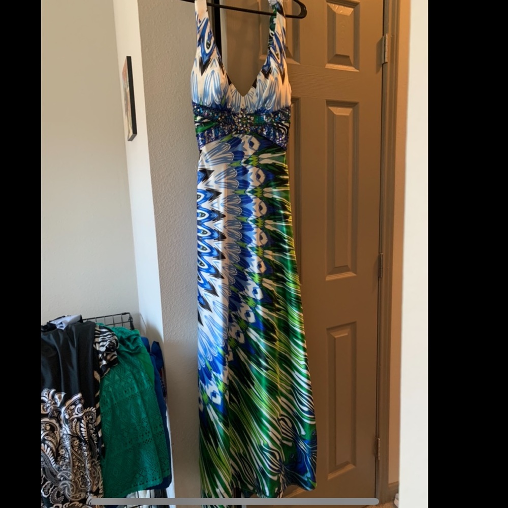 Peacock inspired prom gown